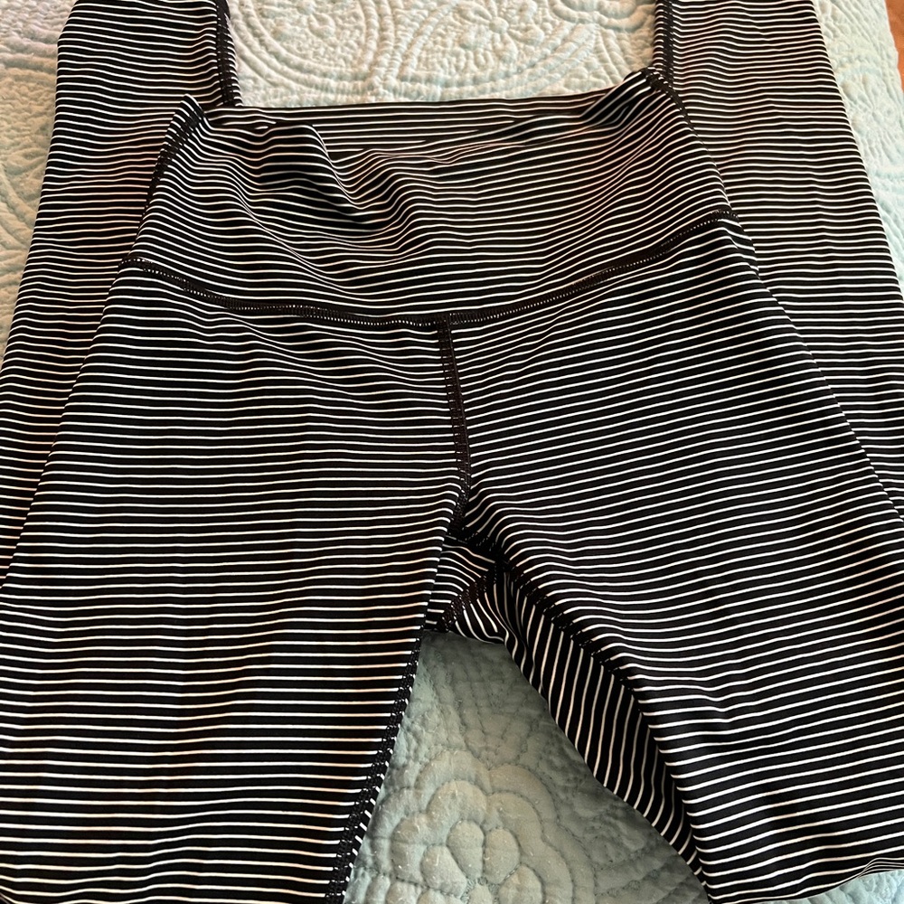 Lululemon Athletica Black and White Striped Leggings
